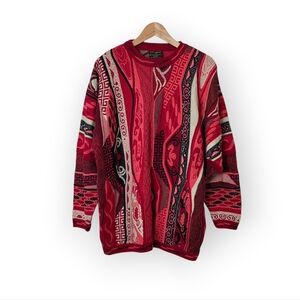 Vintage 90s Bergati 3D Knit Coogi Style Pullover Sweater Large